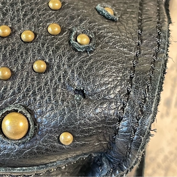Lucky Brand 100% Black Leather Tote / Crossbody with studs - Picture 16 of 16